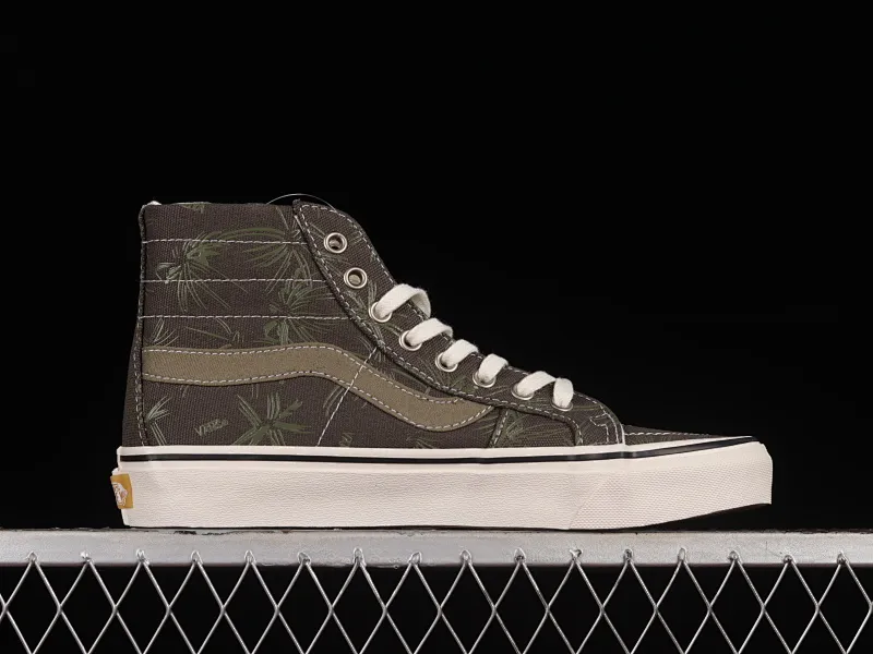 All categories Vans Vans series Vans Hi Vans high-top Vans Sk8-Hi 138 Decon Vans official black dark green palm leaf print high-top casual sneakers VN0A4UMNB73